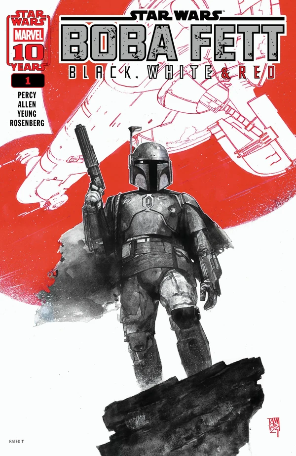 Обложка выпуска #1 Boba Fett — Black, White & Red 1, 17 сен 2025.