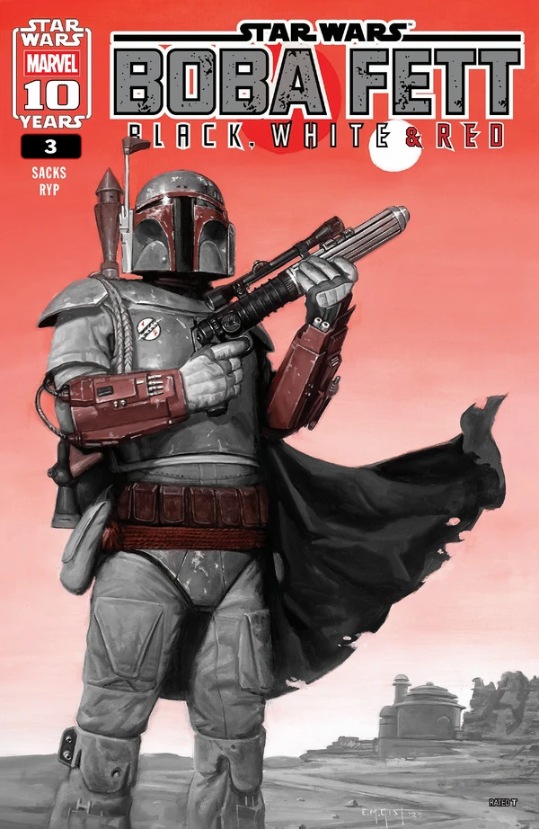 Обложка выпуска #3 Boba Fett — Black, White & Red 3, 26 ноя 2025.