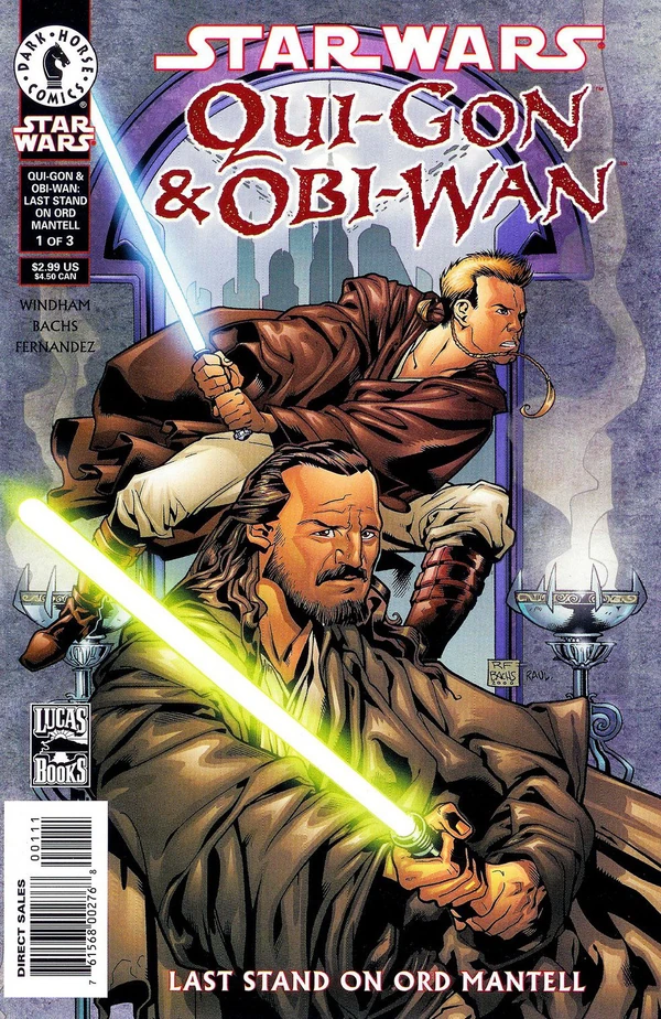 Обложка выпуска #1 Qui-Gon and Obi-Wan: Last Stand on Ord Mantell 1, 20 дек 2000.