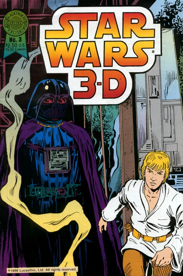 Обложка выпуска #3 Star Wars 3-D 3, июн 1988.