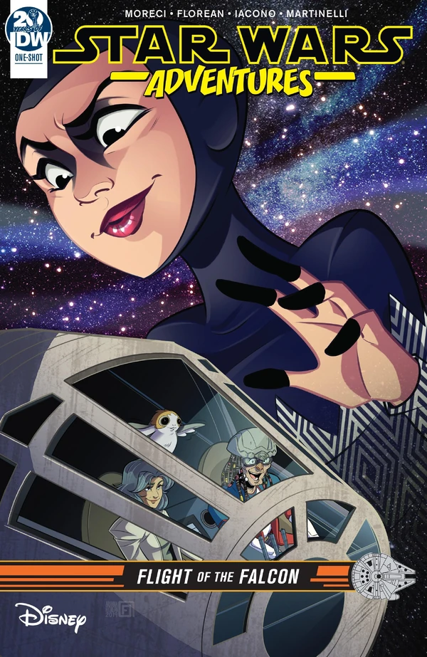Обложка выпуска #1 Star Wars Adventures: Flight of the Falcon, 1 май 2019.