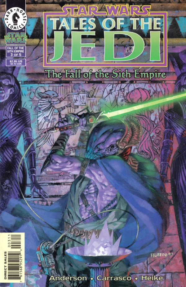 Обложка выпуска #3 Tales of the Jedi – The Fall of the Sith Empire 3, 20 авг 1997.