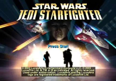 Титульный экран игры Star Wars: Jedi Starfighter (PlayStation 2, 2002)