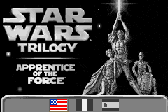 Титульный экран игры Star Wars Trilogy: Apprentice of the Force (Game Boy Advance, 2004)